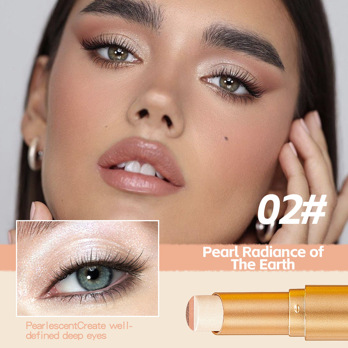 Three Color Eyeshadow Stick Shimmer Metallic Finish